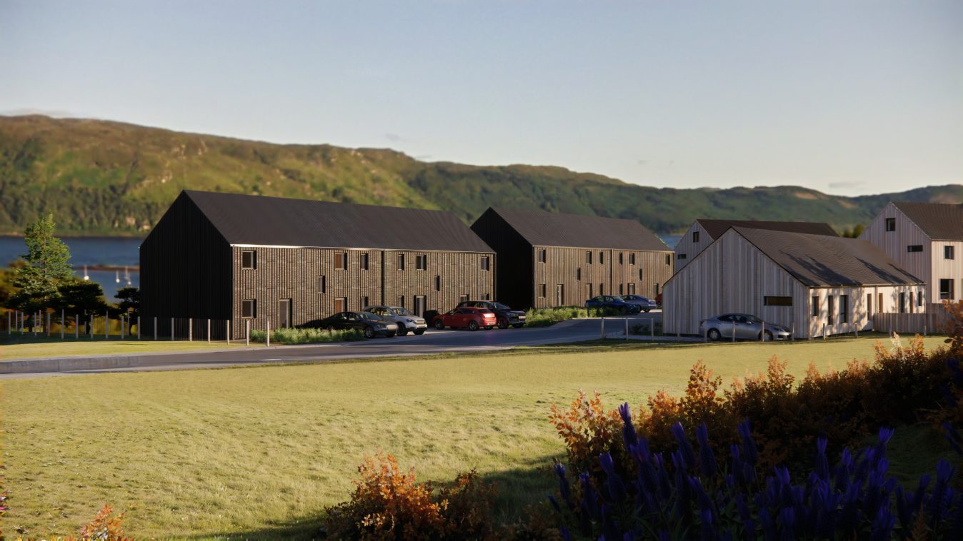 A rural terraced housing development